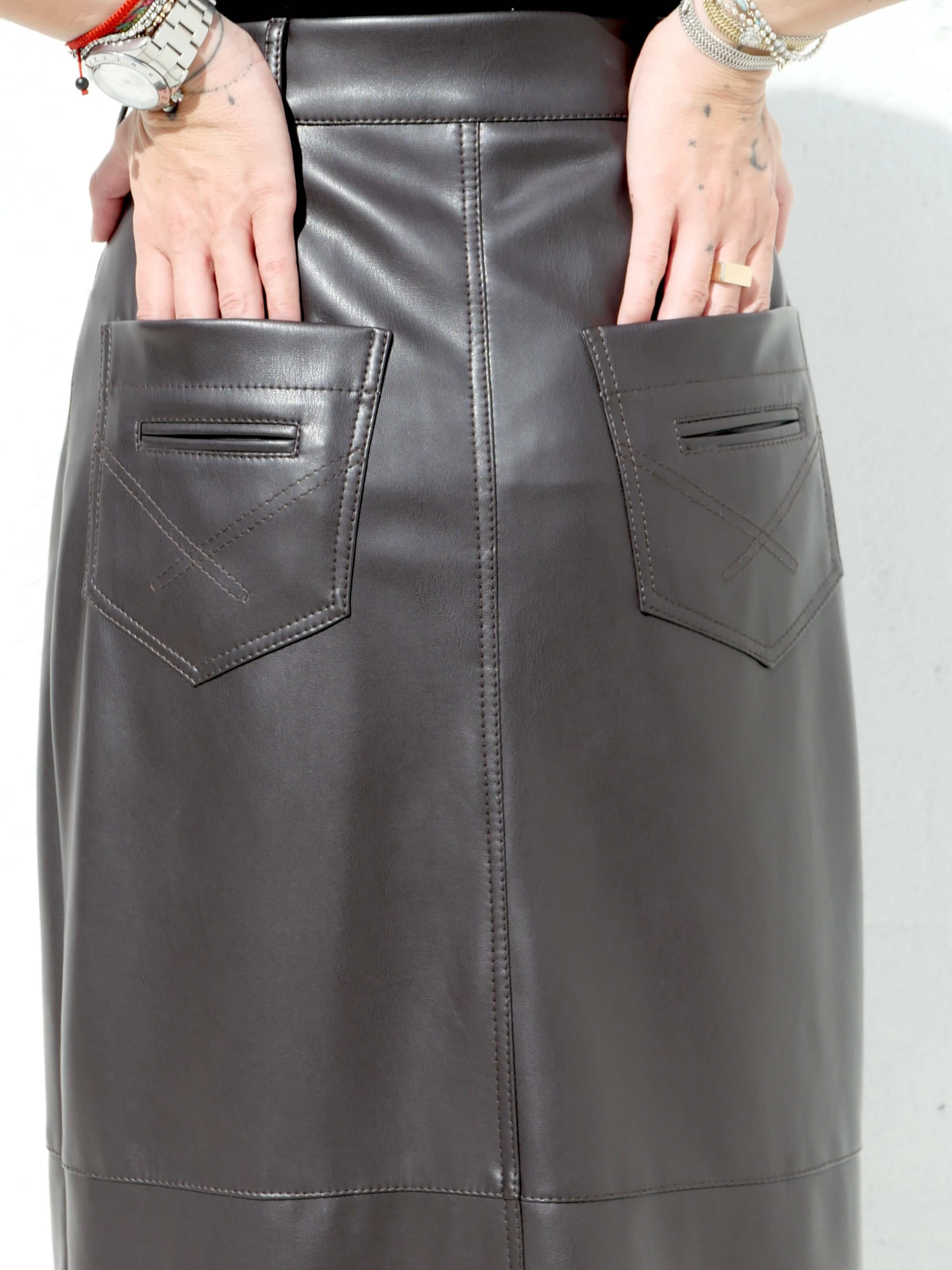 Спідниця максі з еко-шкіри