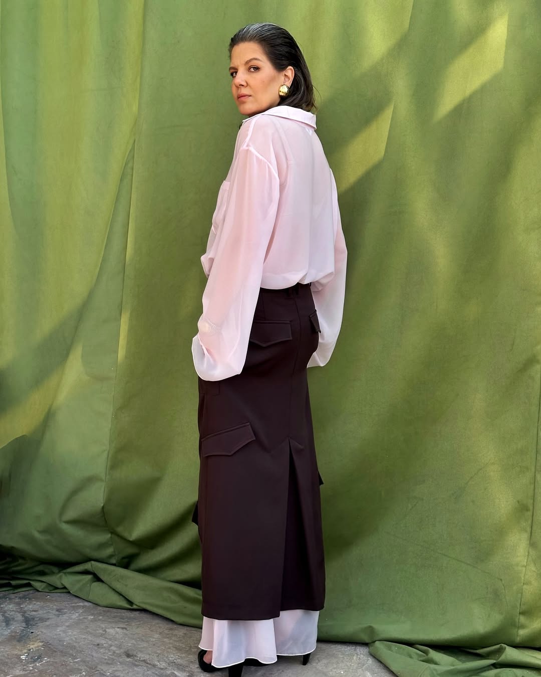 Максі-спідниця з декоративними кишенями