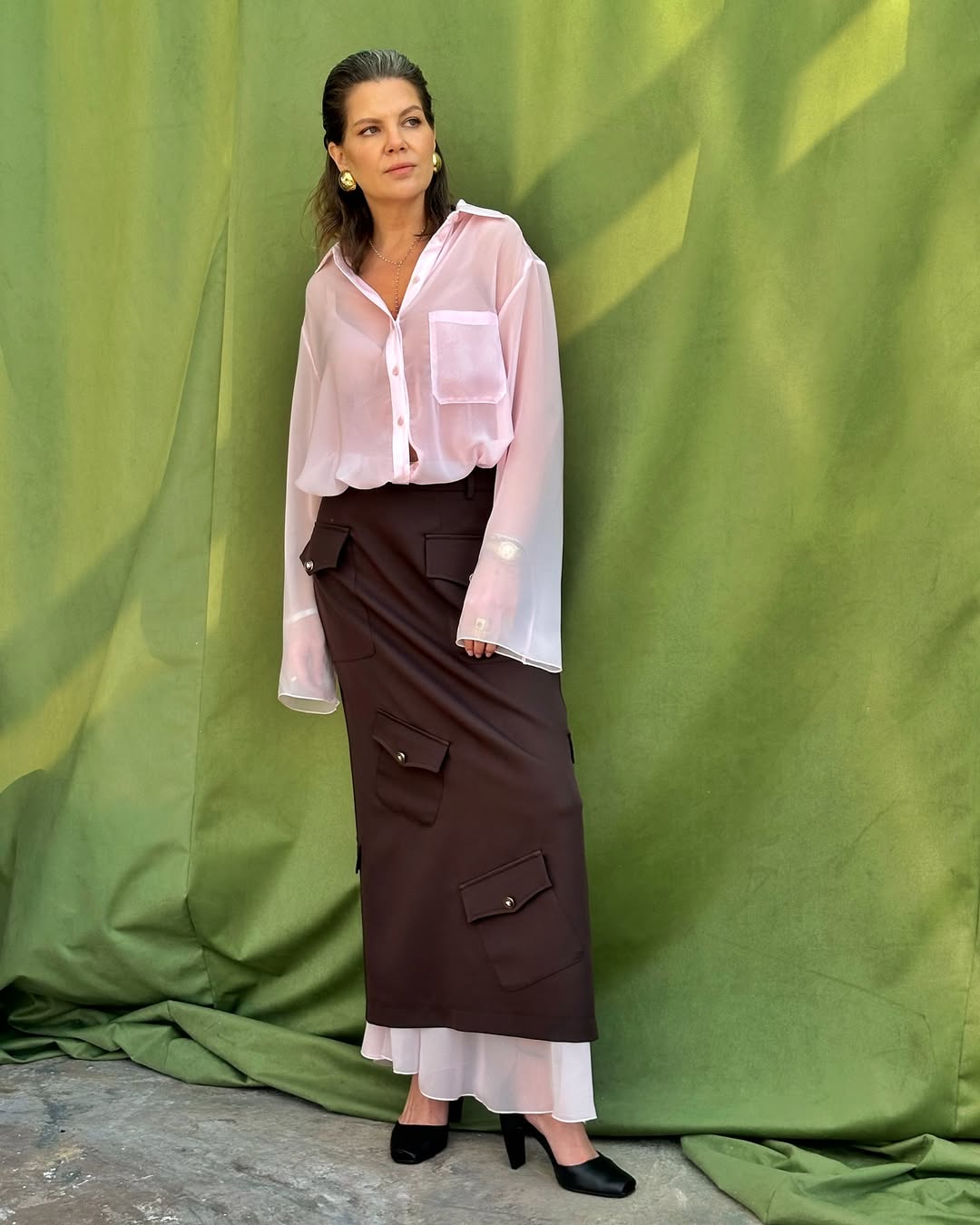 Максі-спідниця з декоративними кишенями