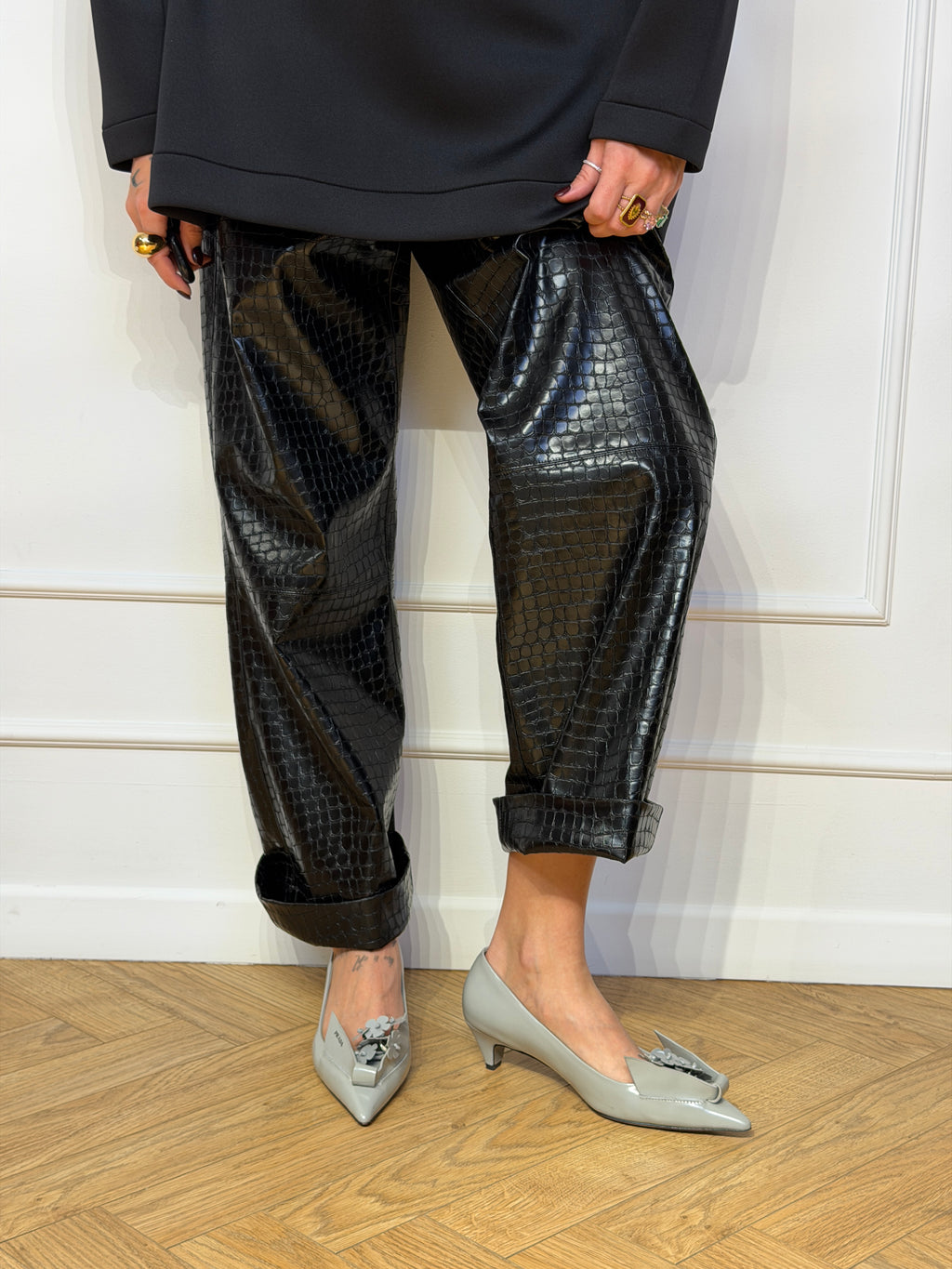 Брюки з еко шкіри «кроко»