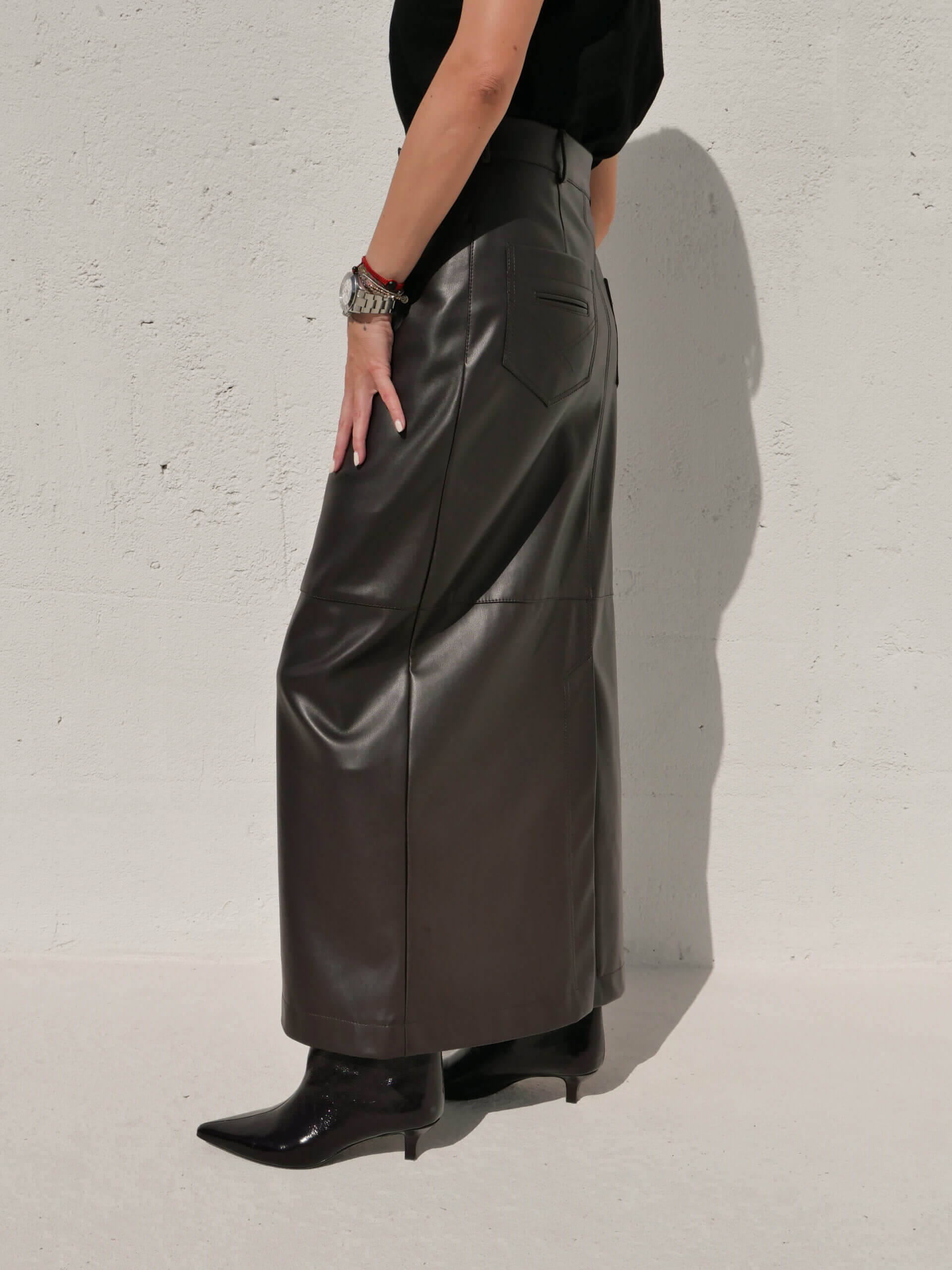 Спідниця максі з еко-шкіри