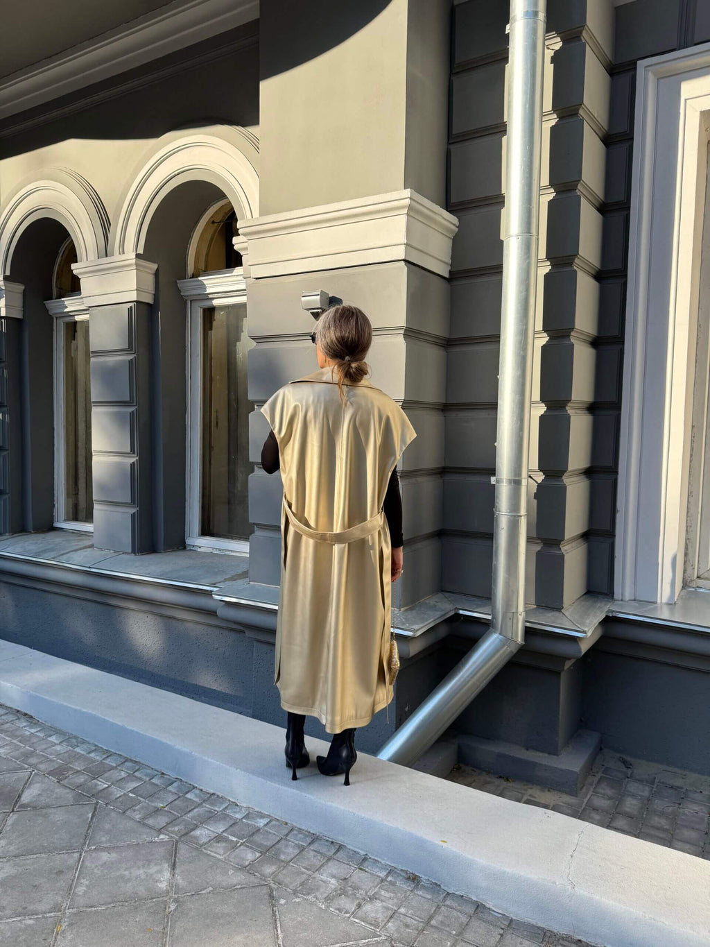 trench oversize eko leather gold - Arimart
